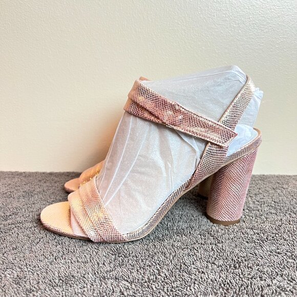 Franco Sarto Womens Size 7 7M Osmina Rose‎ Gold Block Dress Heel Sandals Shoes - Picture 6 of 14